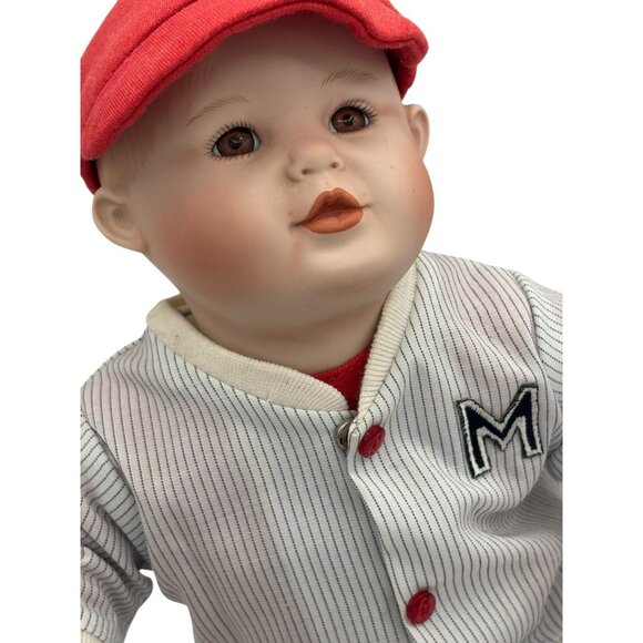 Vintage Yolanda Bello Signed Michael Baseball Baby Boy Porcelain Doll 11" - Picture 2 of 16